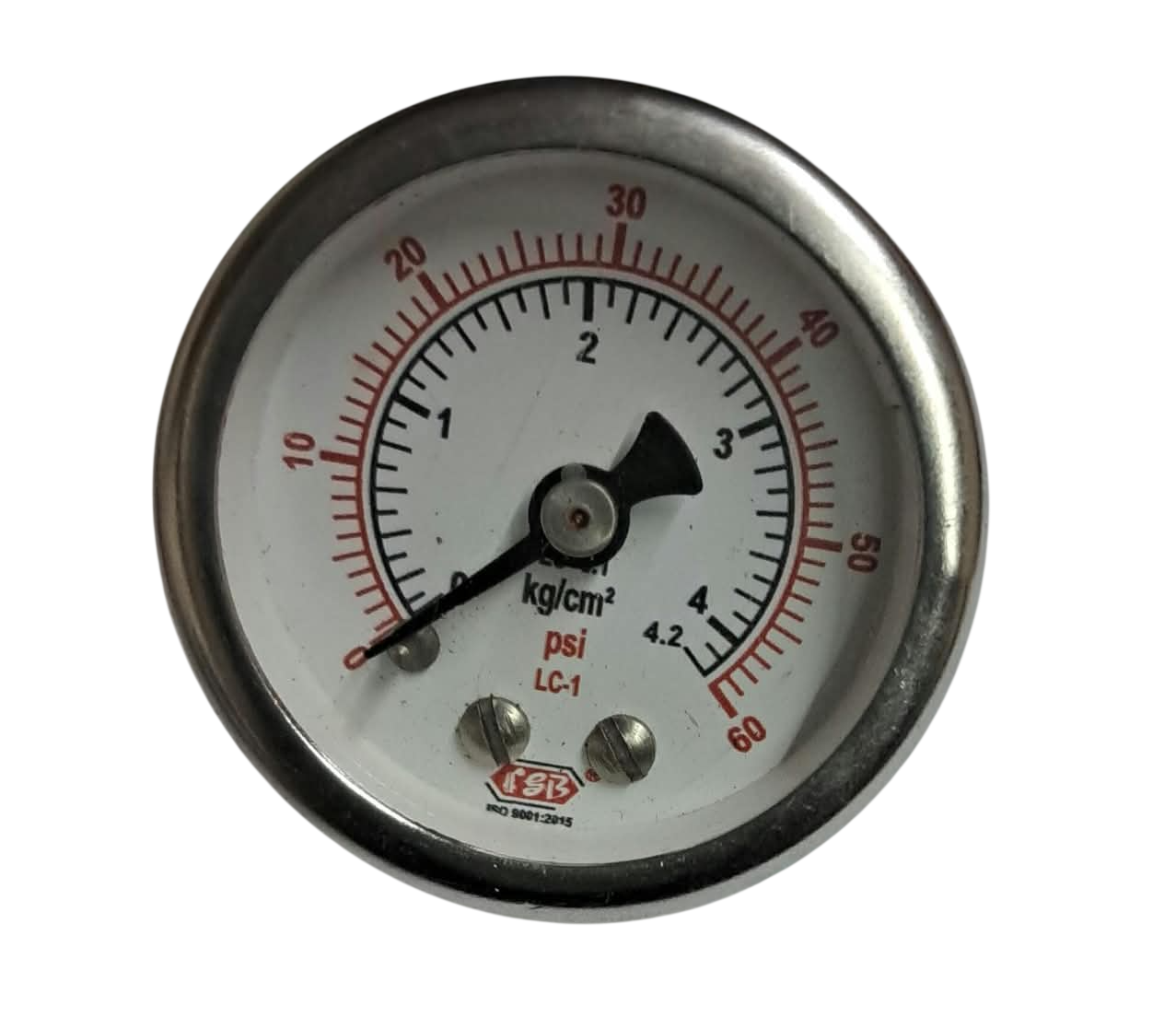 11/2"dial 0-60 psi 1/8 bsp B/c ss casing internal brass