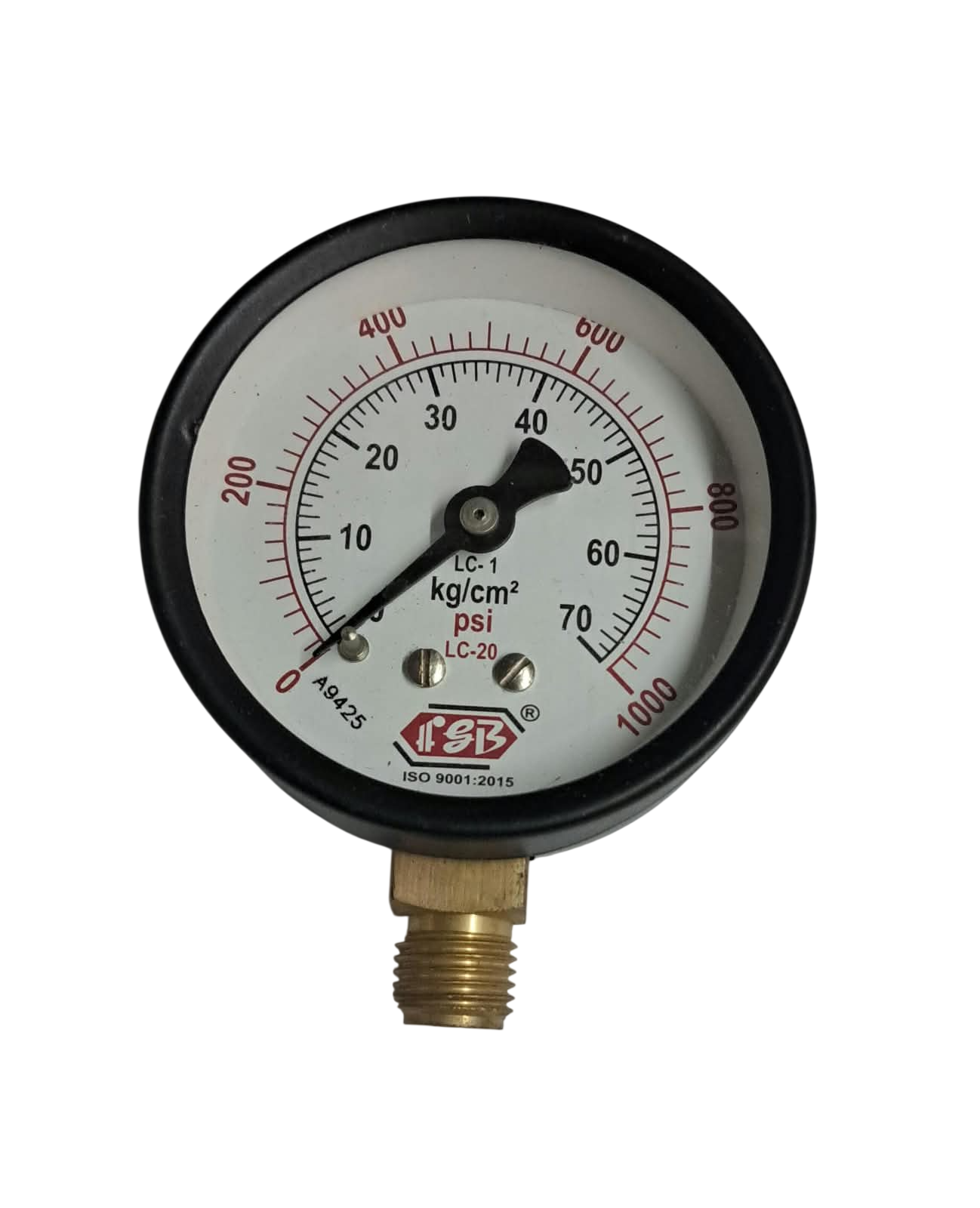 21/2"dial 0-1000 psi 1/4 bsp bottom ms casing internal brass