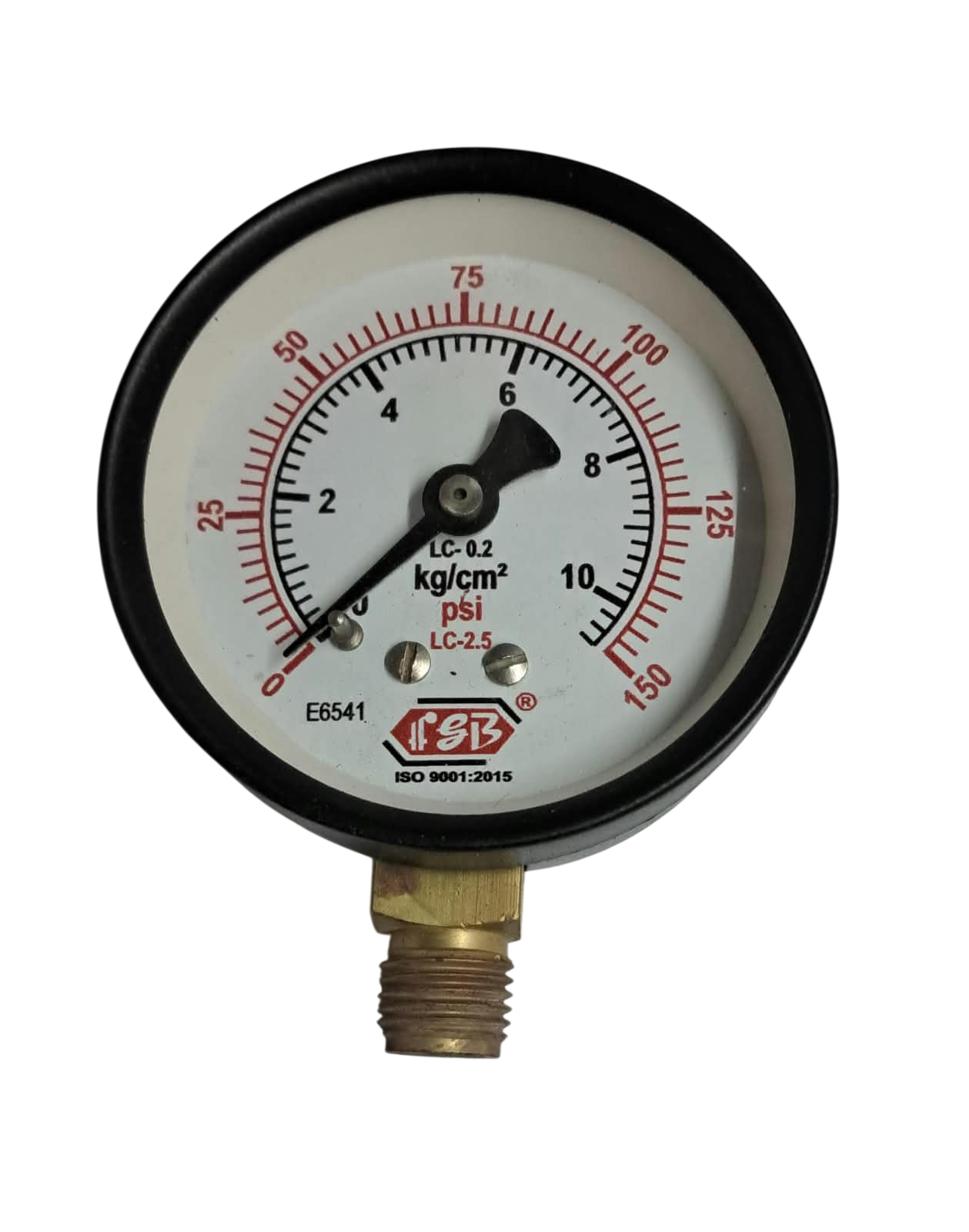 21/2"dial 0-150 psi 1/4 bsp bottom ms casing internal brass