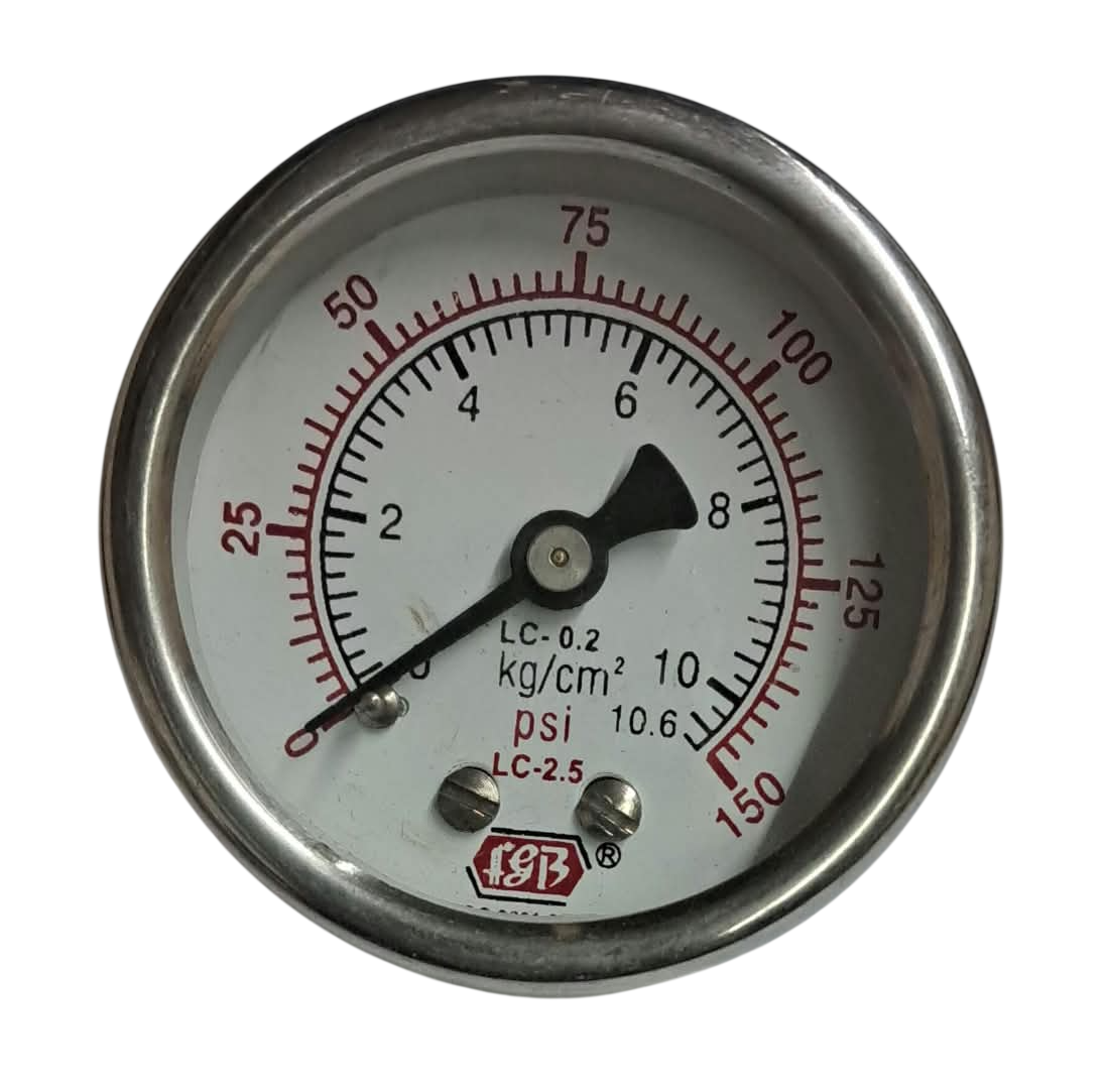 2"dial 0-150 psi 1/4 bsp b/c ss casing internal brass
