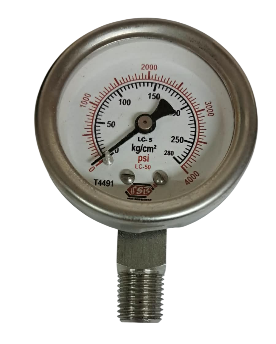 2"dial 0-4000 psi 1/4 npt bottom complete ss