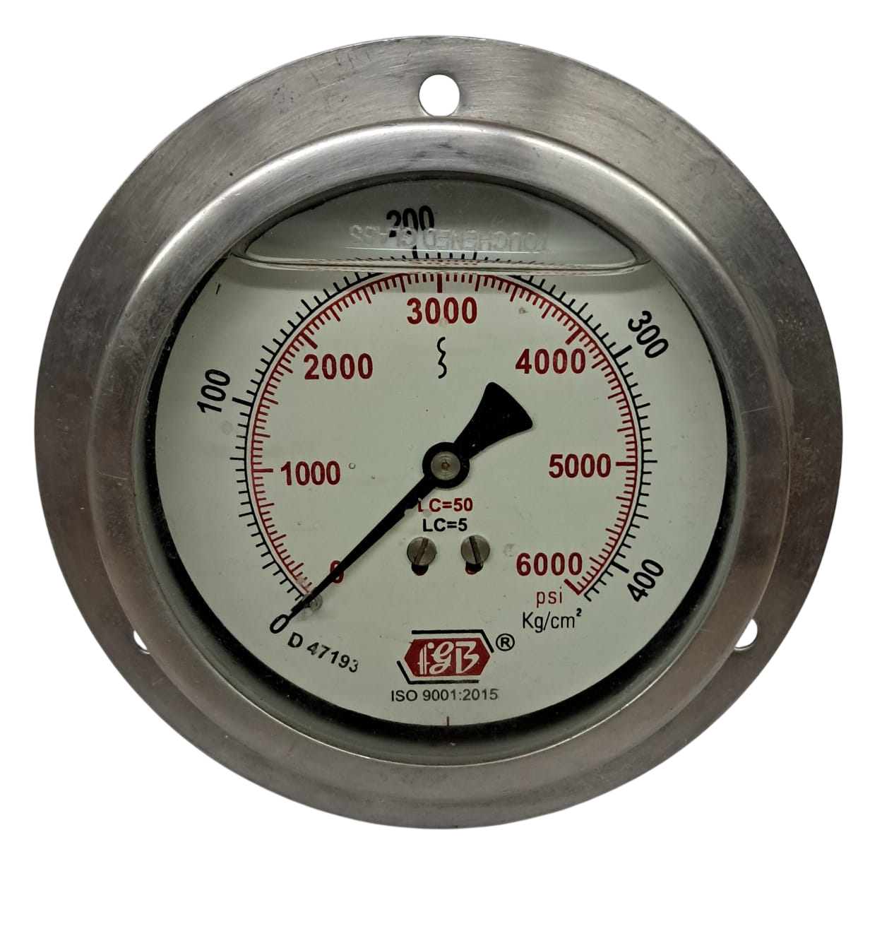 4"dial 0-6000 psi 3/8 bsp bcpm complete ss glycerin filled