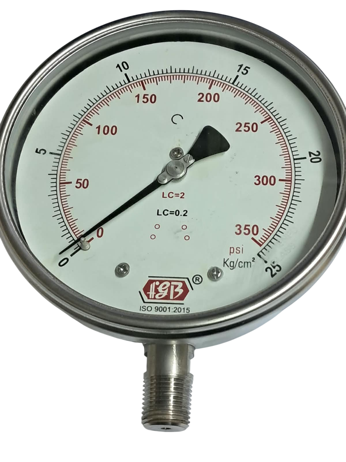 6dial 0-25kg 1/2npt  bottom complete ss