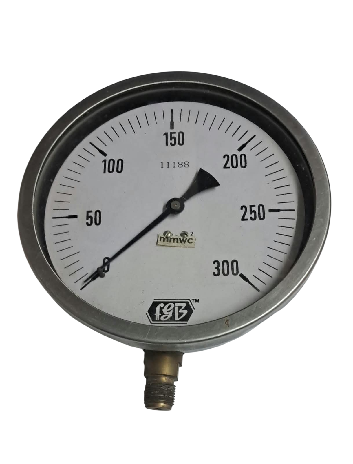 6"dial 0-300 mmwc 3/8 bsp bottom ss casing internal brass