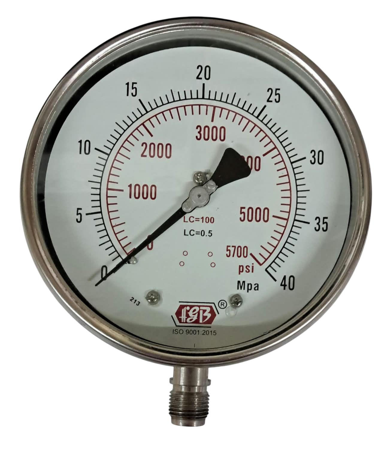 6"dial 0-40 mpa 1/2 bsp bottom complete ss