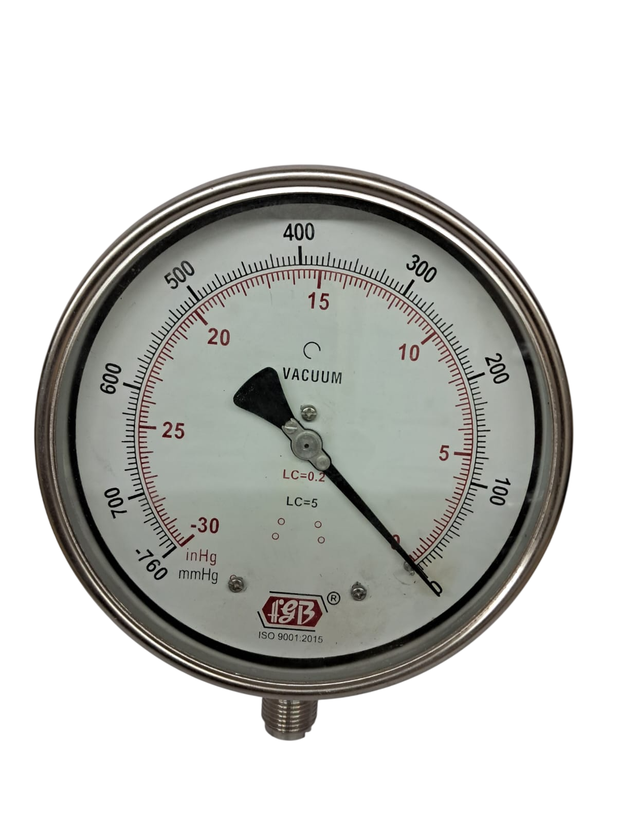 6"dial -vaccum 1/2bsp  bottom complete ss